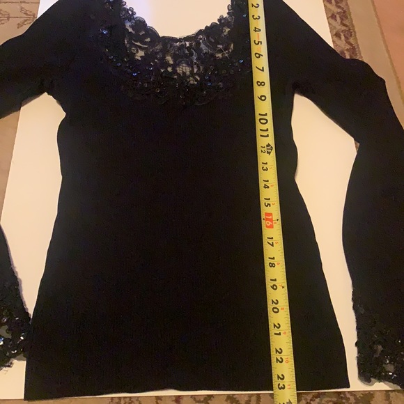 CACHE ELEGANT BLACK EMBELLISHED BEADED TOP SIZE MEDIUM COCKTAILS FORMAL - Picture 8 of 11